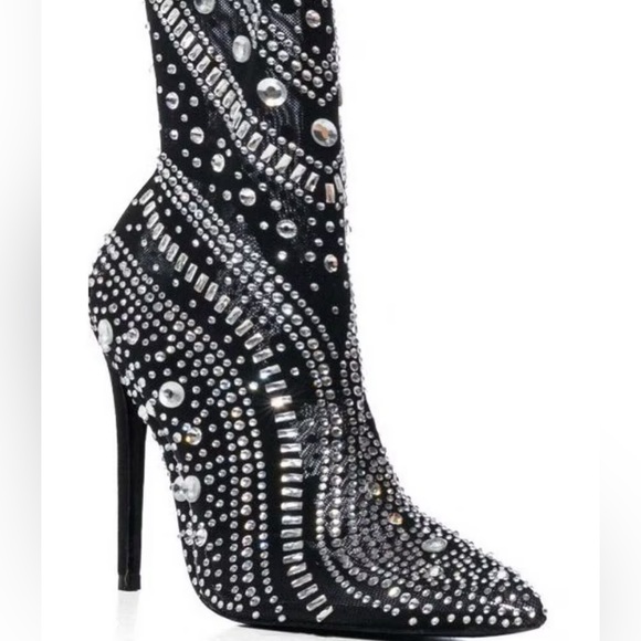 NEW AZAELA WANG the Opry Crystal Stiletto Mid Booties Size 10 OBO!!!! - Picture 2 of 12